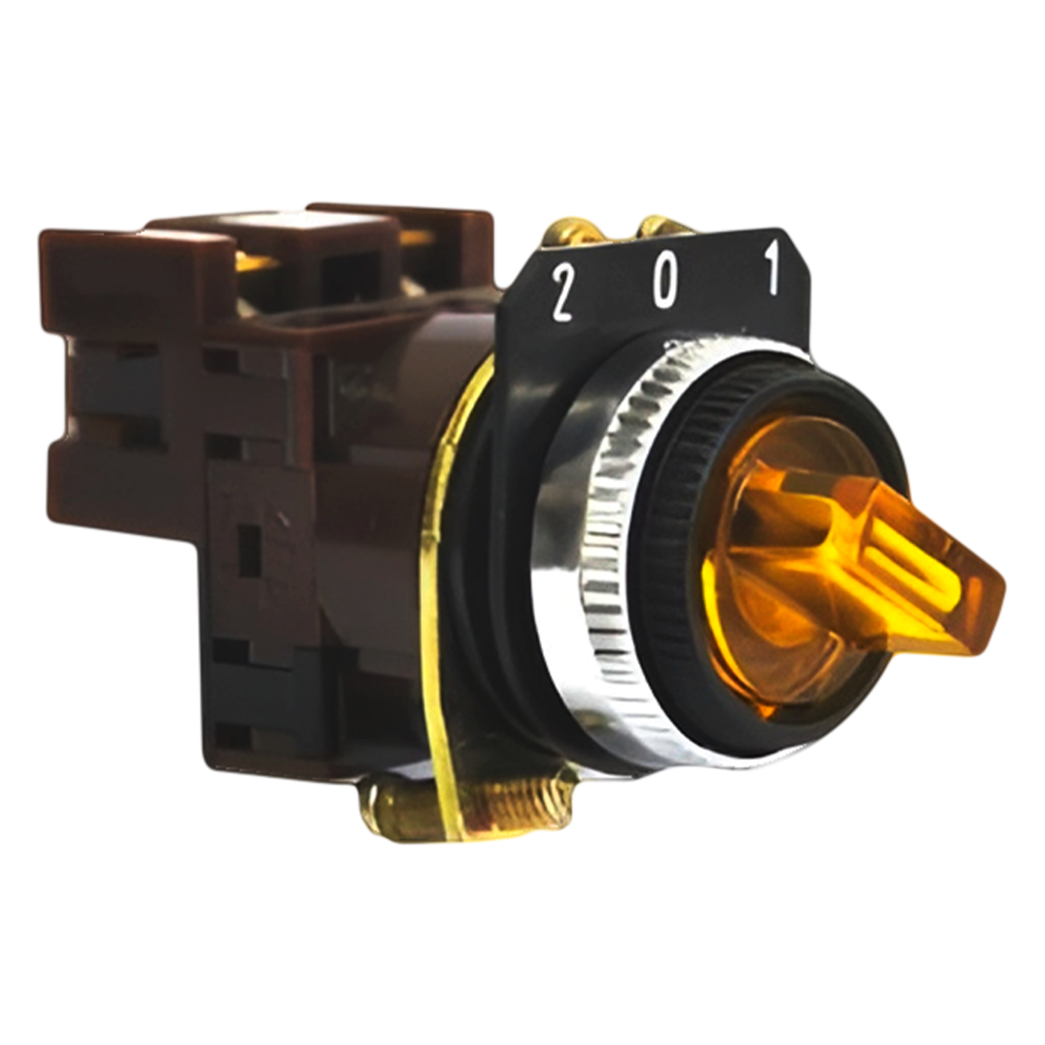 Selector Luminoso 9100 3 Posiciones C/Retención 0-1-2 Amarillo Aea