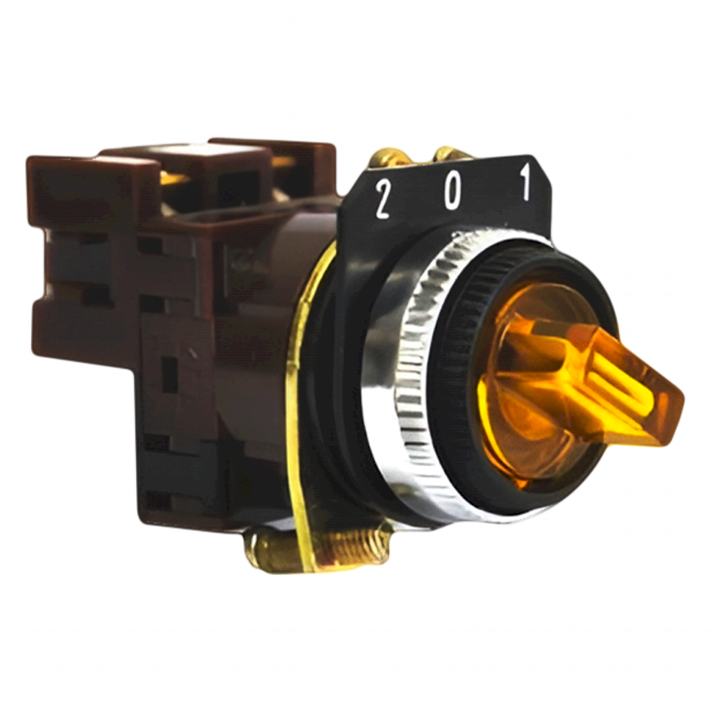 Selector Luminoso 9100 3 Posiciones C/Retención 0-1-2 Amarillo Aea