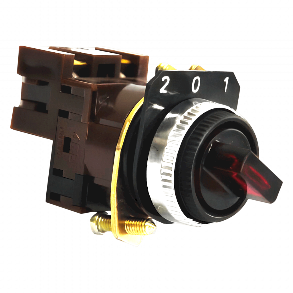 SELECTOR LUMINOSO 9100 3POS C/RETE 0-1-2 ROJO 9100 R