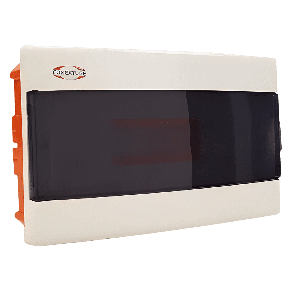 [30548] Tablero DIN PVC Empotrar 12 Módulos C/Puerta Fume Interior IP40 Blanco Conextube