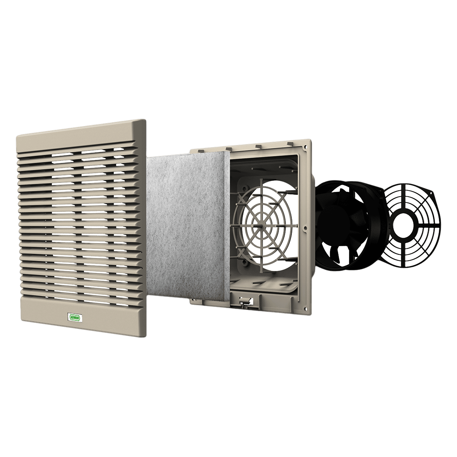 [21759] Ventilador Entrada 248x248mm Caudal 293m3/h C/Filtro C/Rejilla Genrod