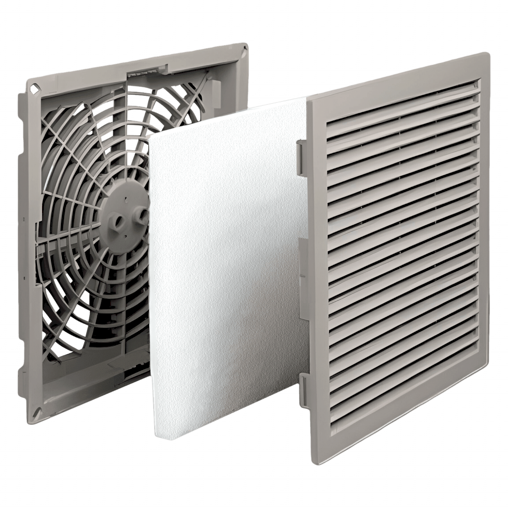 REJILLA CON FILTRO EXT:148x148mm - CAL:120mm BEIGE 141202B