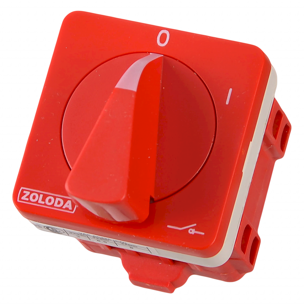 [8044] Interr. Rotativo 3P 32A 660VCA Maneta Giratoria Blanco/Rojo Zoloda