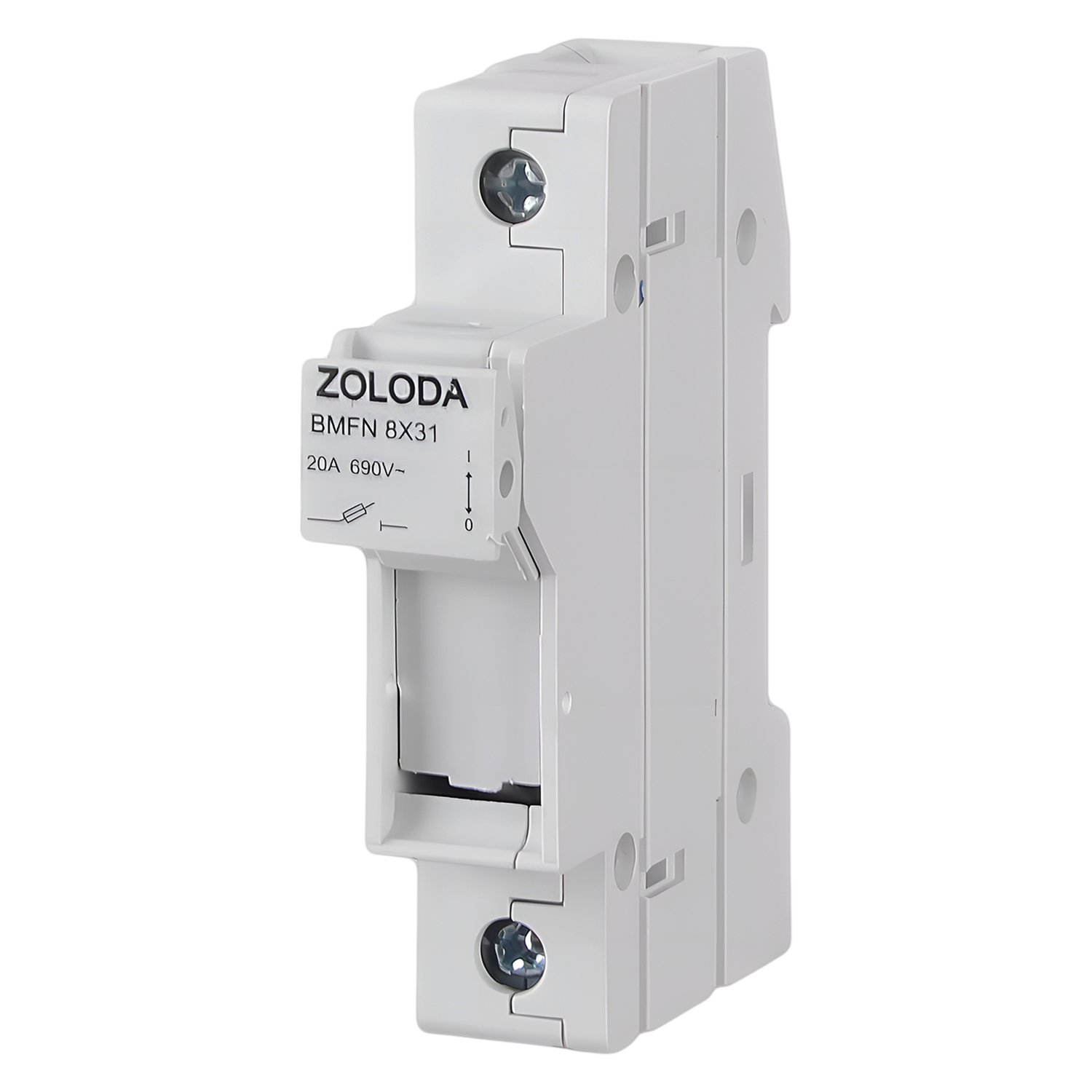 [5695] Portafusible 1P 25A 220VCA Maneta Tipo Din Gris Zoloda