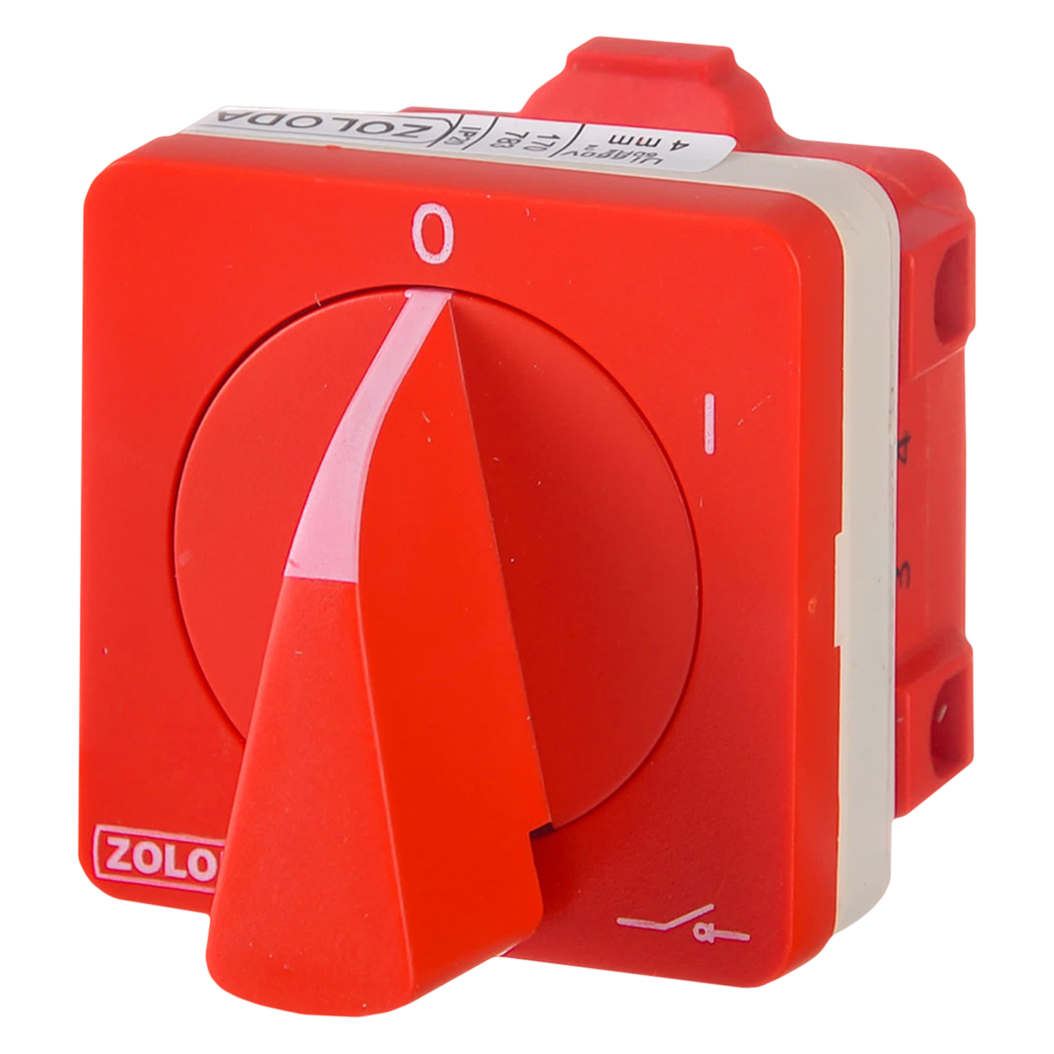 [10744] Interr. Rotativo 2P 16A 660VCA Maneta Giratoria Blanco/Rojo Zoloda