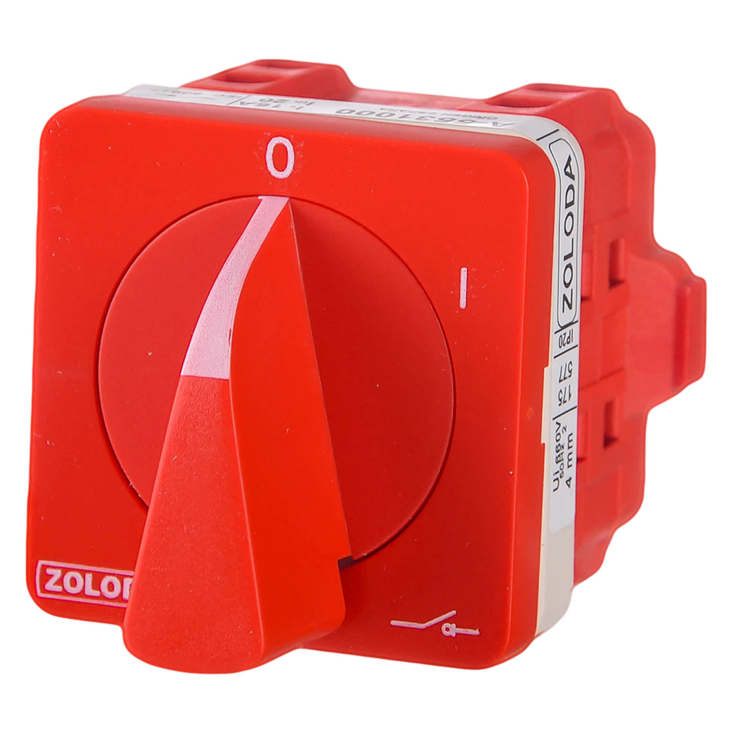 [10852] Interr. Rotativo 4P 16A 660VCA Maneta Giratoria Blanco/Rojo Zoloda