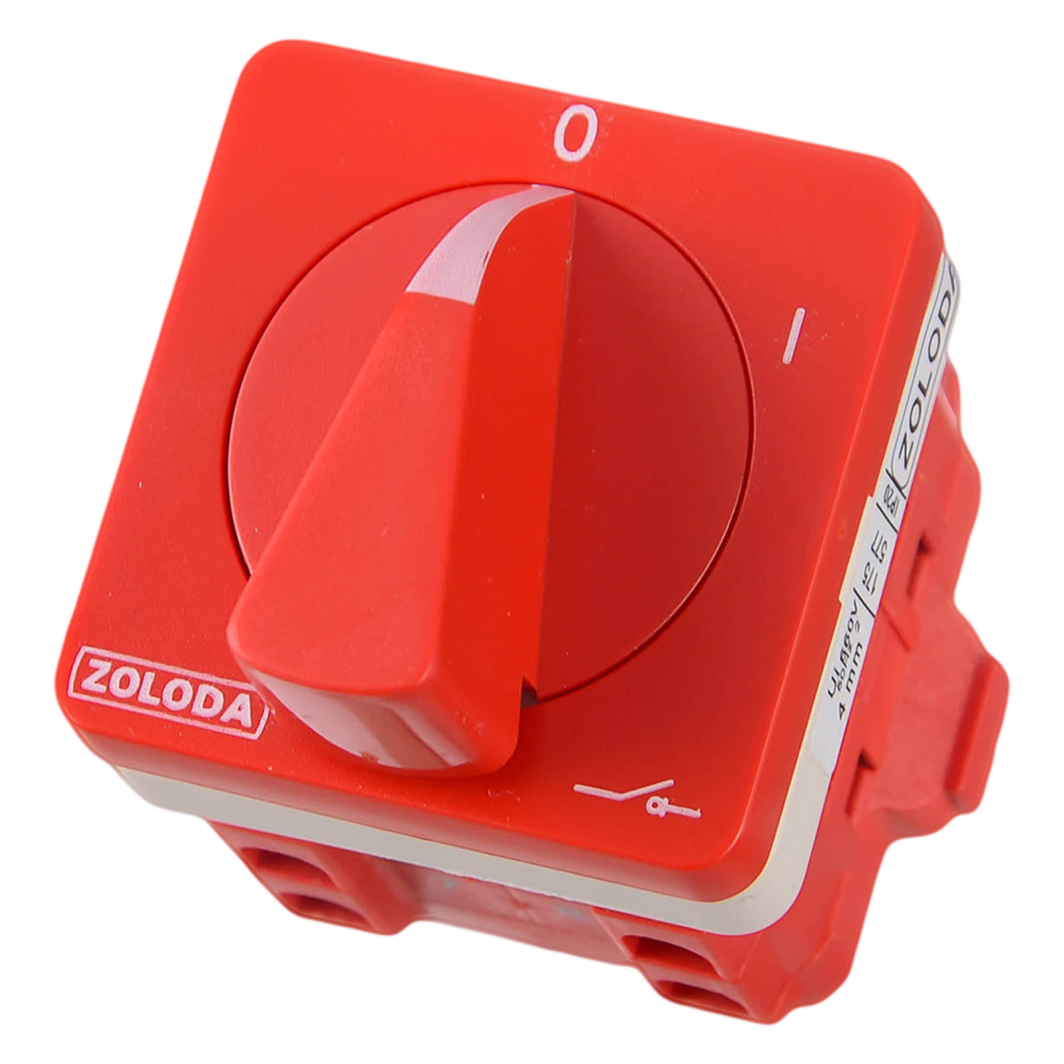 [10854] Interr. Rotativo 4P 63A 660VCA Maneta Giratoria Blanco/Rojo Zoloda