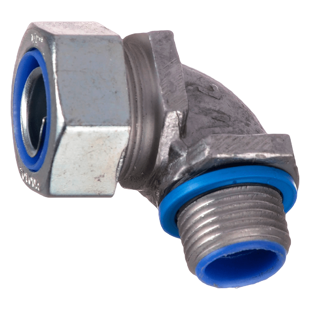 [13290] Conector 90° P/Flexible 1/2" 12,7mm Gris Zoloda