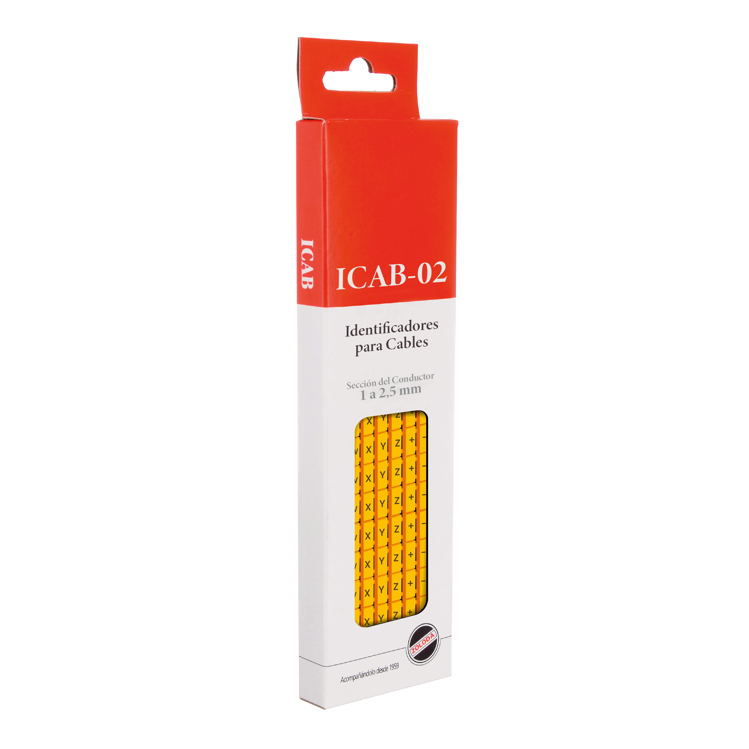 Identificadores Amarillo P/Cable 1-2,5mm2 Letras y Símbolos U,V,W,X,Y,Z,+,-,/,~ Zoloda