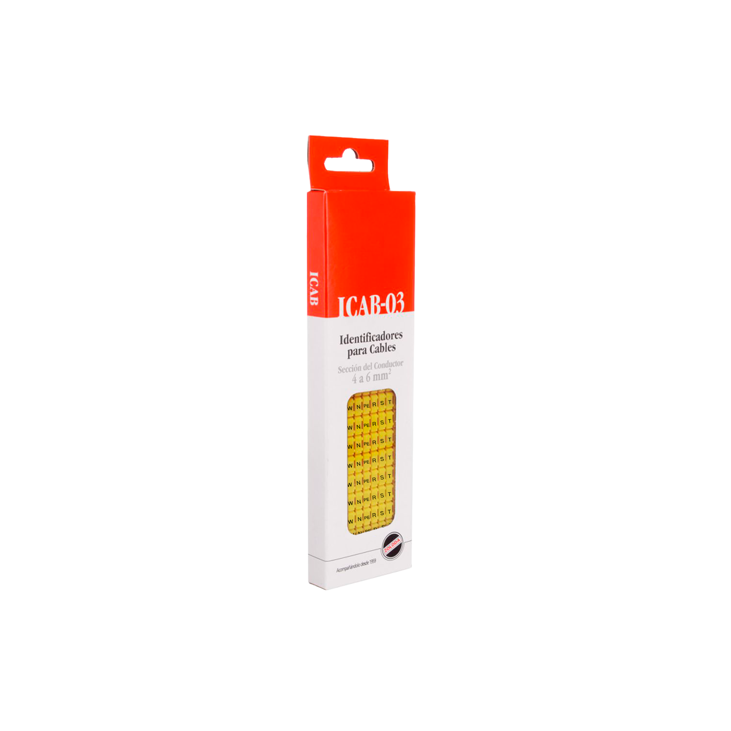 [16240] Identificadores Amarillo P/Cable 4-6mm2 Letras U,V,W,N,PE,R,S,T,N,PE Zoloda