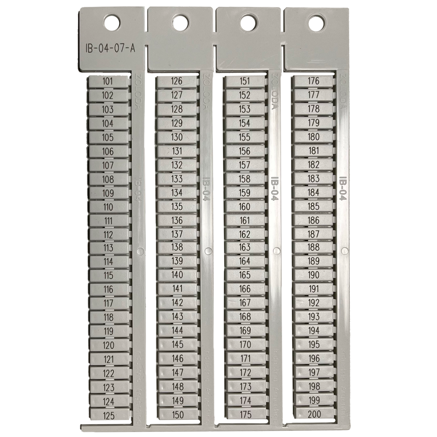 [19216] Plancha Números 101-200 1 Juego Apaisados Blanca Zoloda