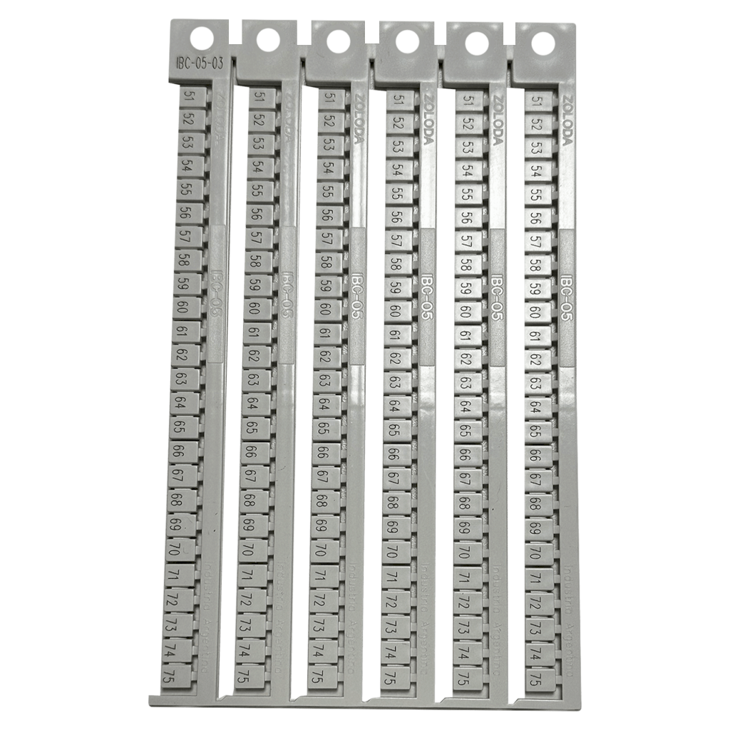 PLANCHA NUMEROS 51-75 ZOLODA P/BORNE 5MM 108.302