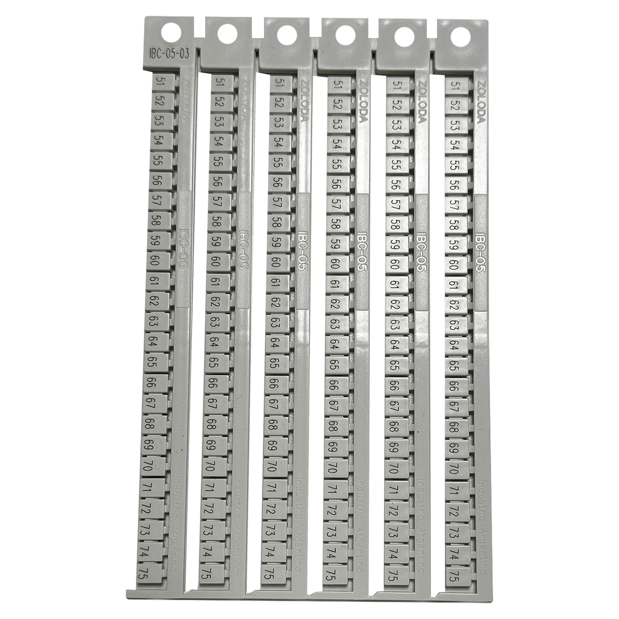 [19243] Plancha Números 51-75 P/Borne 5mm Blanca Zoloda