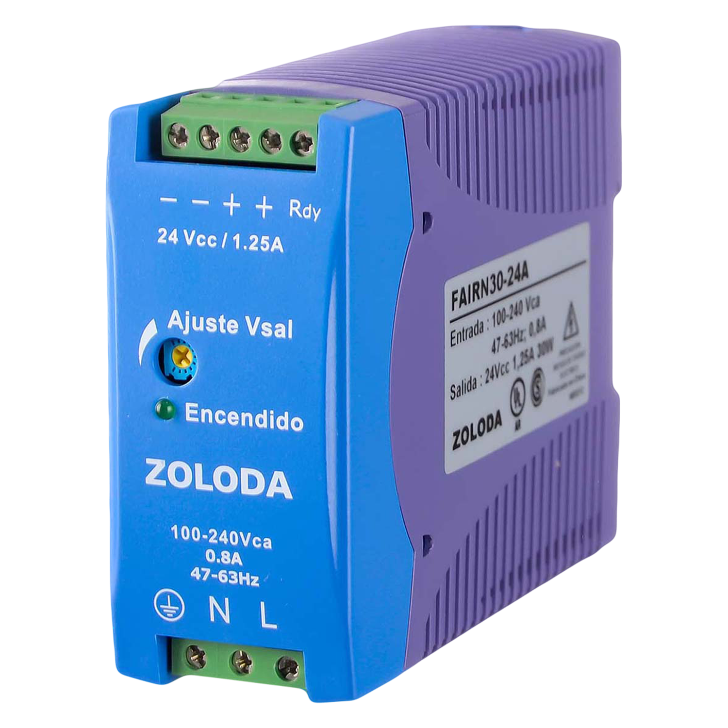 Fuente Monofásica Fair E: 220V S: 24VCC 1,25A Zoloda