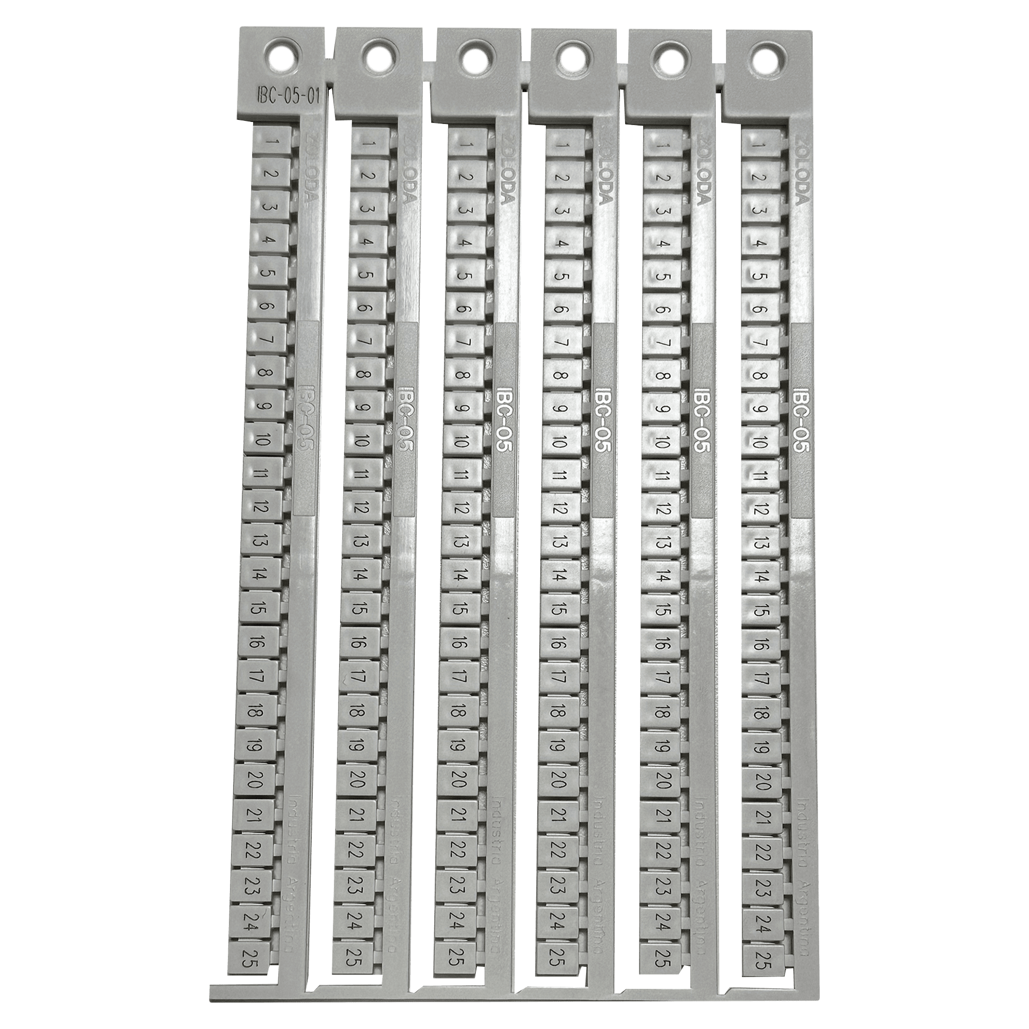 [20488] Plancha Números 1-25 P/Borne 5mm Blanca Zoloda