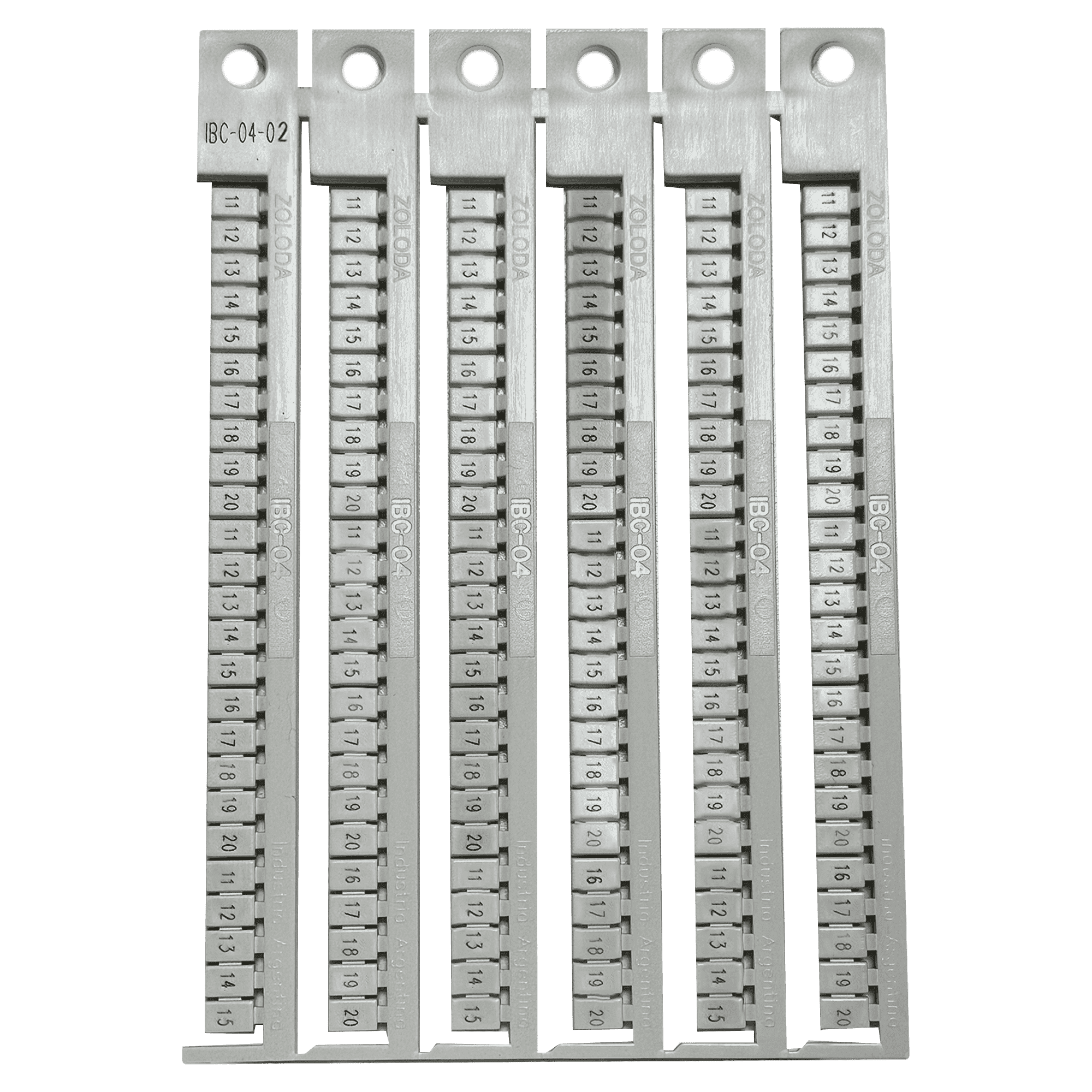 [20538] Plancha Números 11-20 P/Borne 4mm Blanca Zoloda