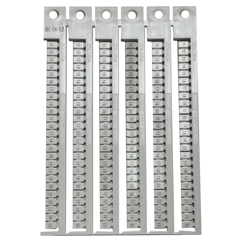 Plancha Números 11-20 P/Borne 4mm Blanca Zoloda