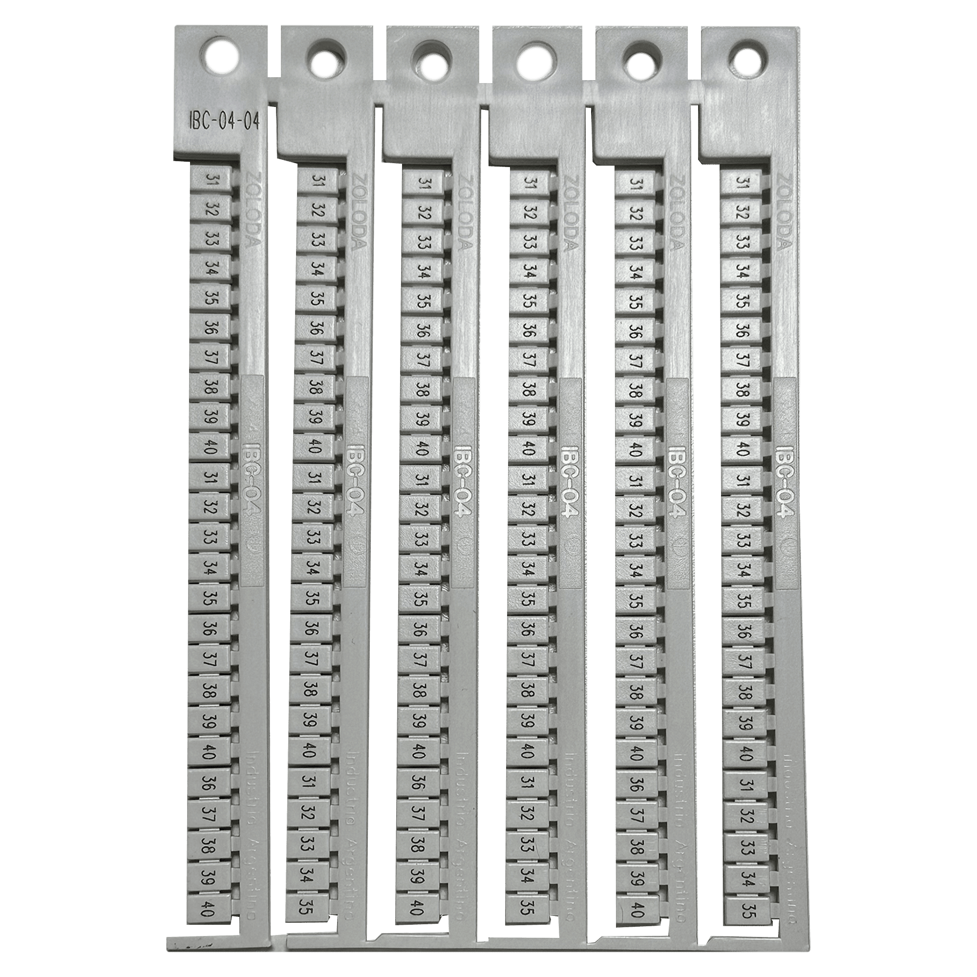 Plancha Números 31-40 P/Borne 4mm Blanca Zoloda