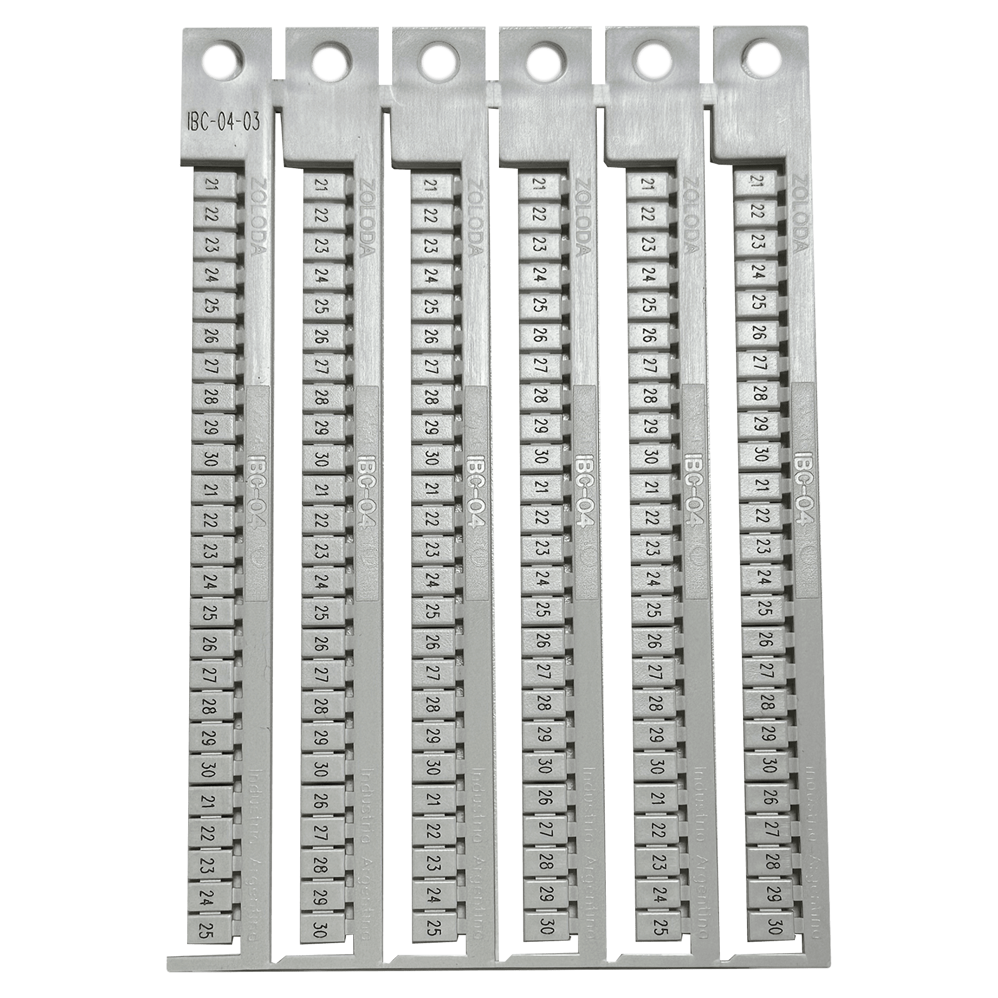 [20540] Plancha Números 21-30 P/Borne 4mm Blanca Zoloda