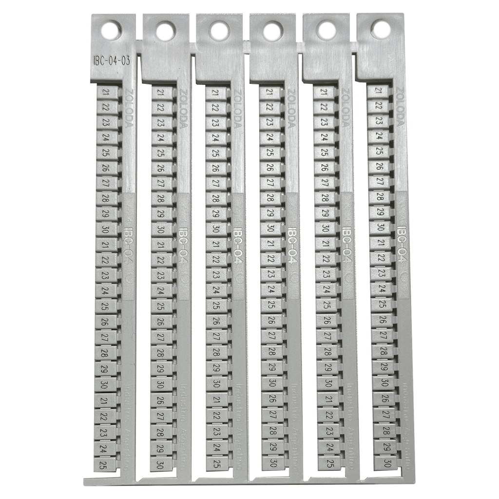 Plancha Números 21-30 P/Borne 4mm Blanca Zoloda