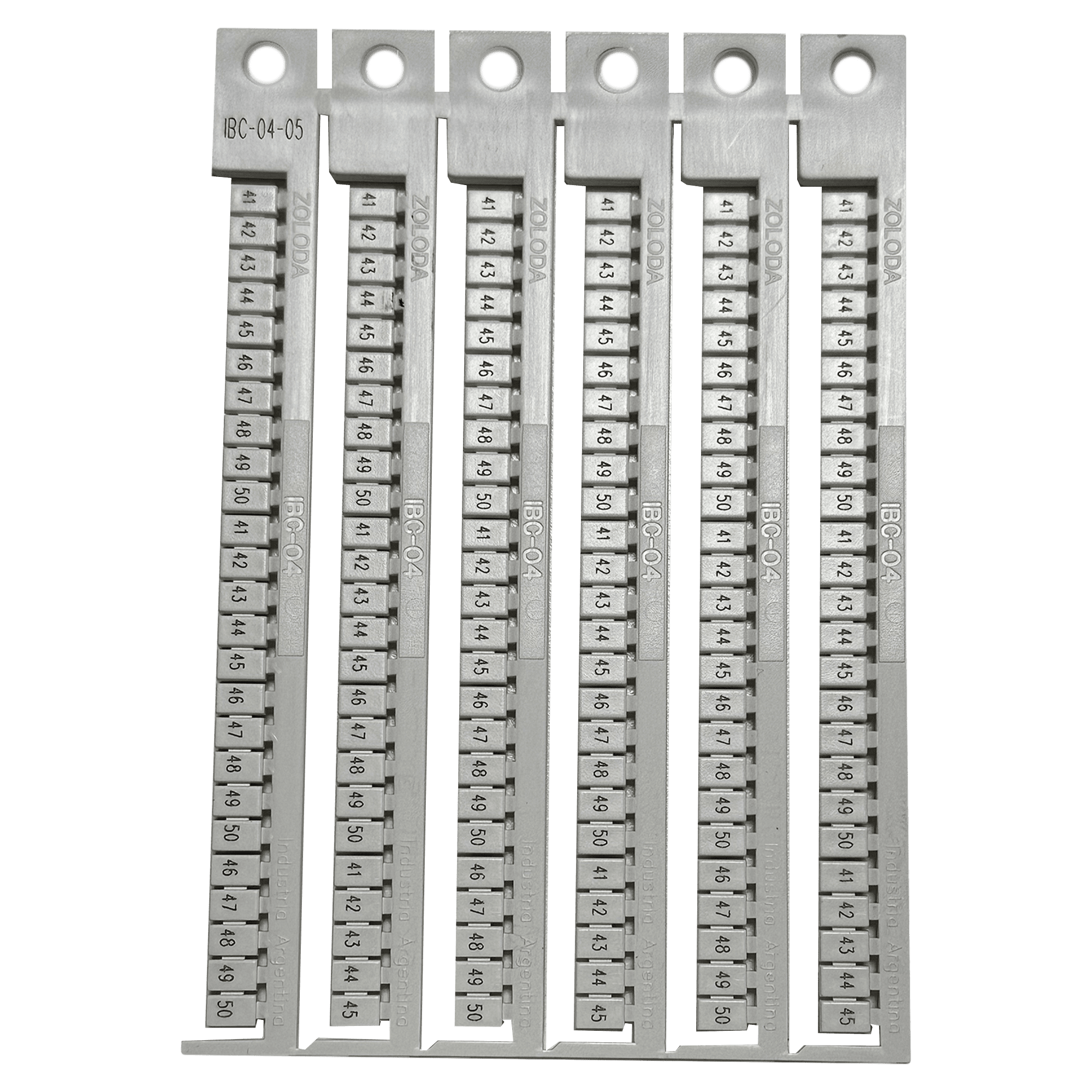 [20541] Plancha Números 41-50 P/Borne 4mm Blanca Zoloda