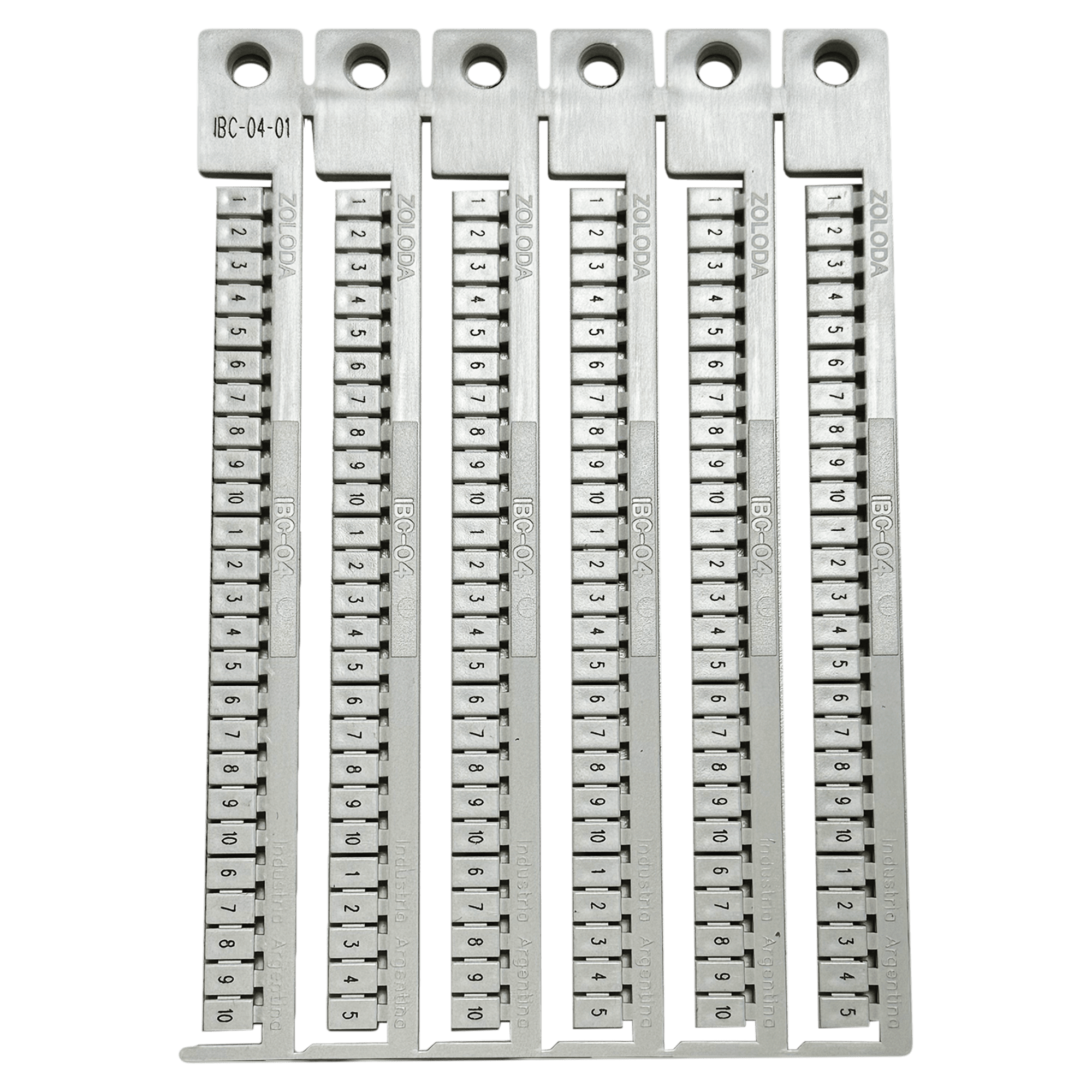 Plancha Números 1-10 P/Borne 4mm Blanca Zoloda
