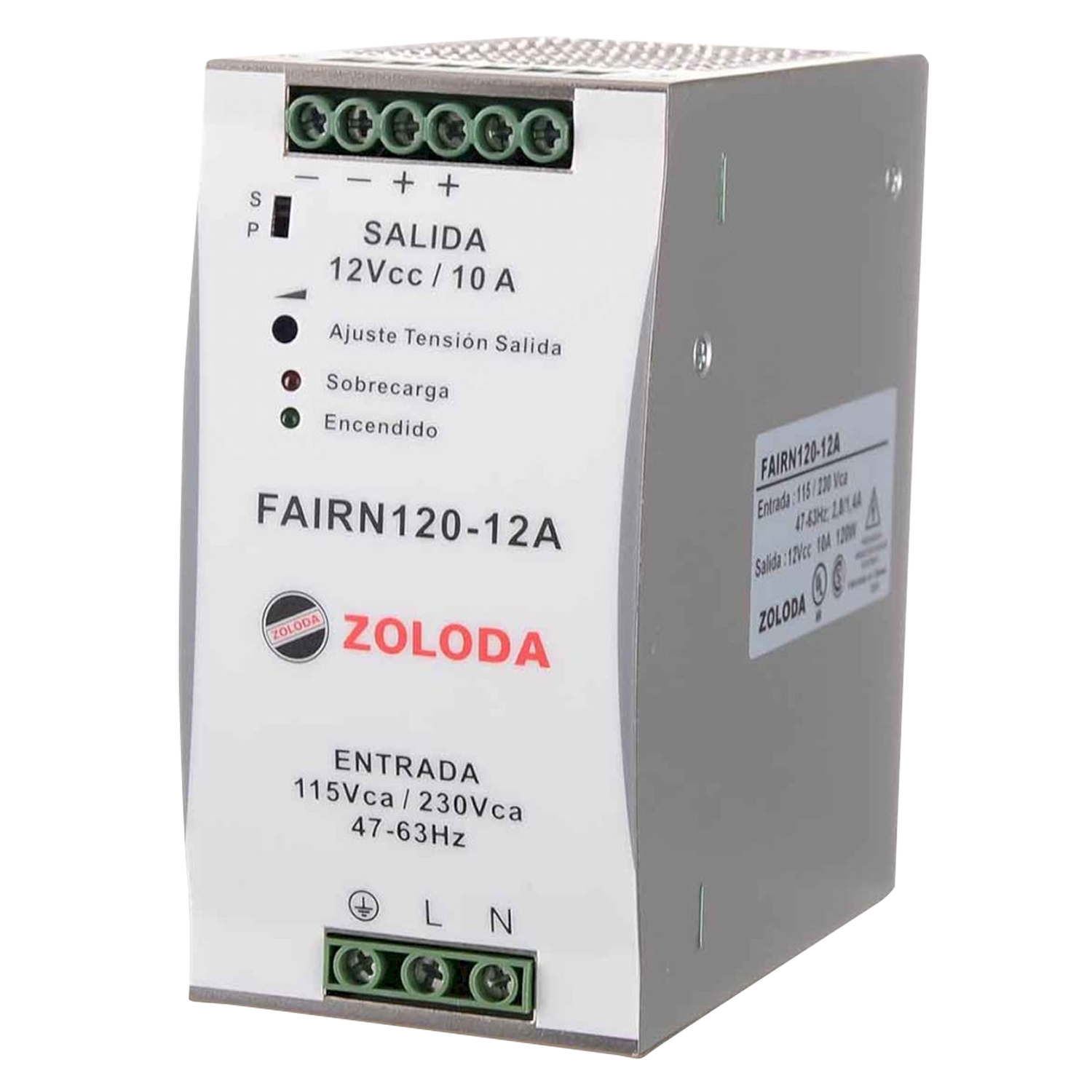 Fuente Monofásica Fair E: 220V S: 12VCC 10A Zoloda