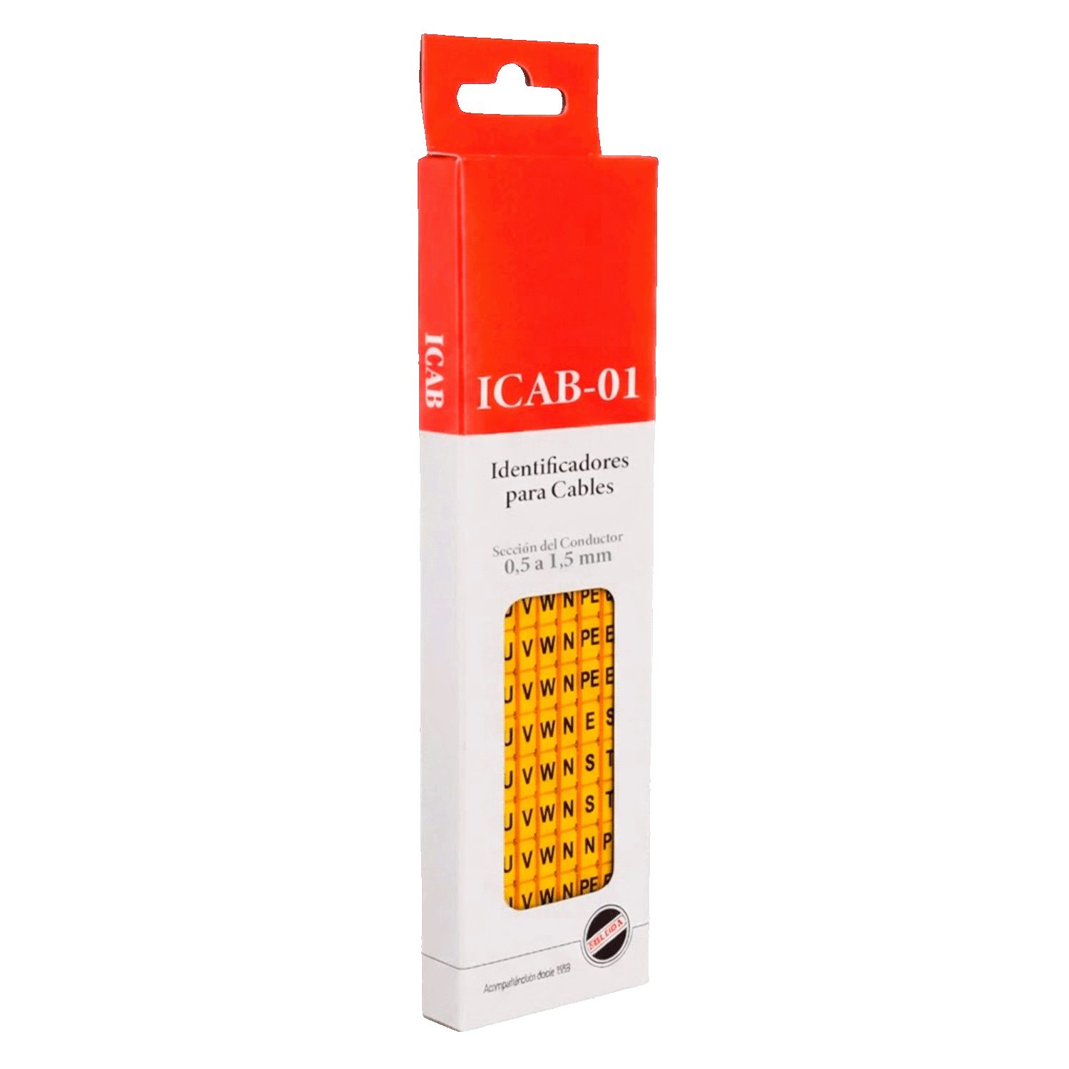 [21586] Identificadores Amarillo P/Cable 0,5-1,5mm2 Letras U,V,W,N,PE,R,S,T,N,PE Zoloda