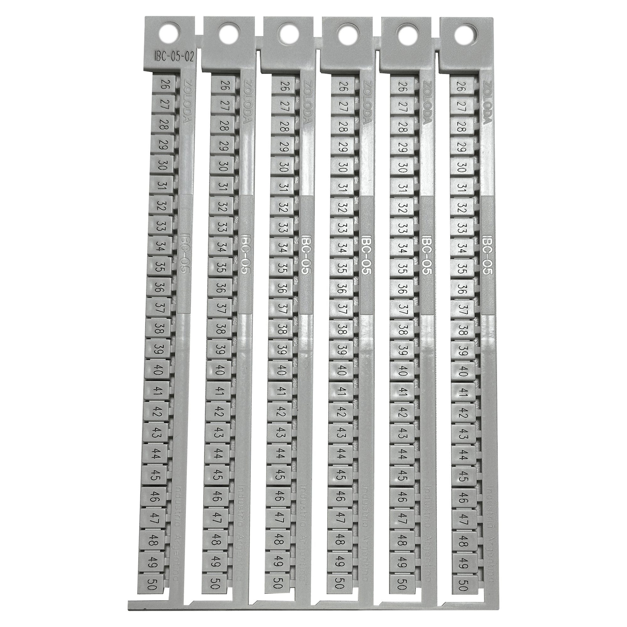 [21930] Plancha Números 26-50 P/Borne 5mm Blanca Zoloda