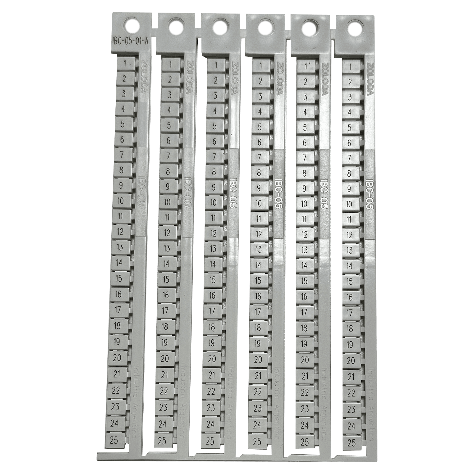 [22052] Plancha Números 1-25 P/Borne 5mm Apaisado Blanca Zoloda