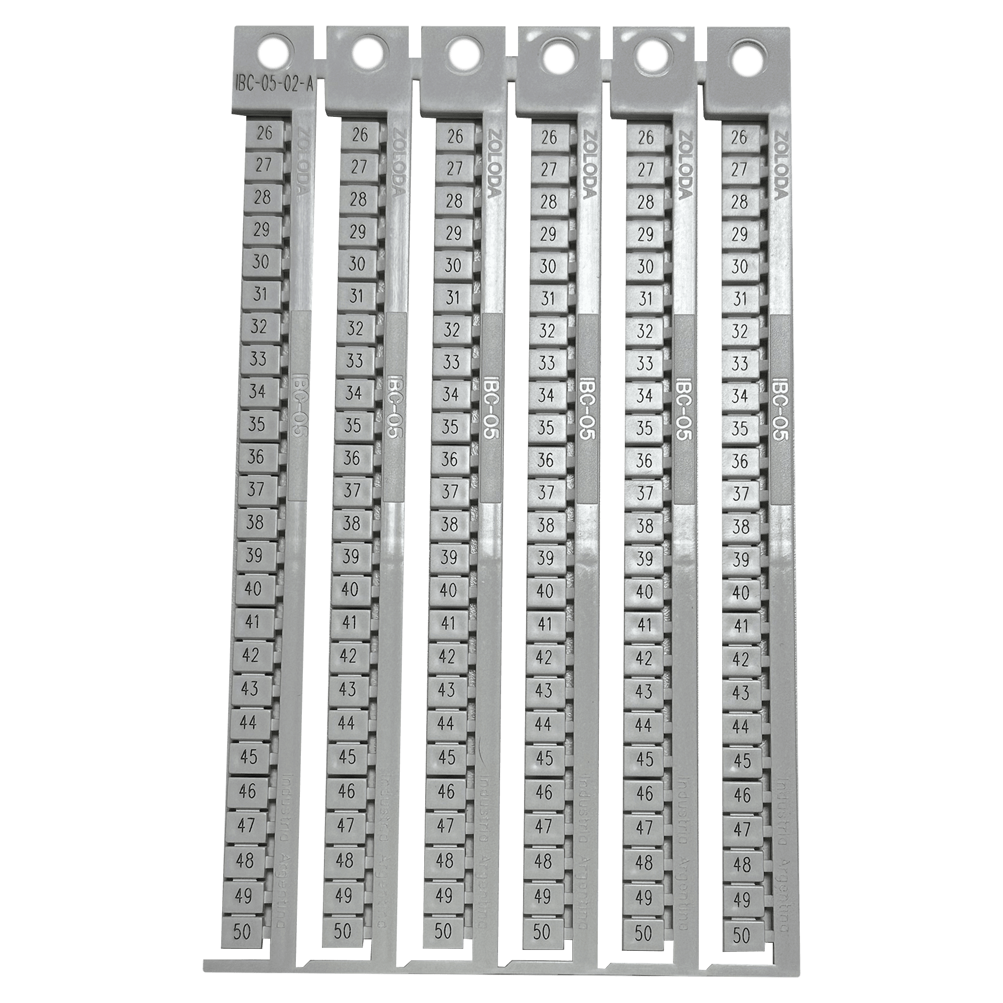 [22053] Plancha Números 26-50 P/Borne 5mm Apaisado Blanca Zoloda