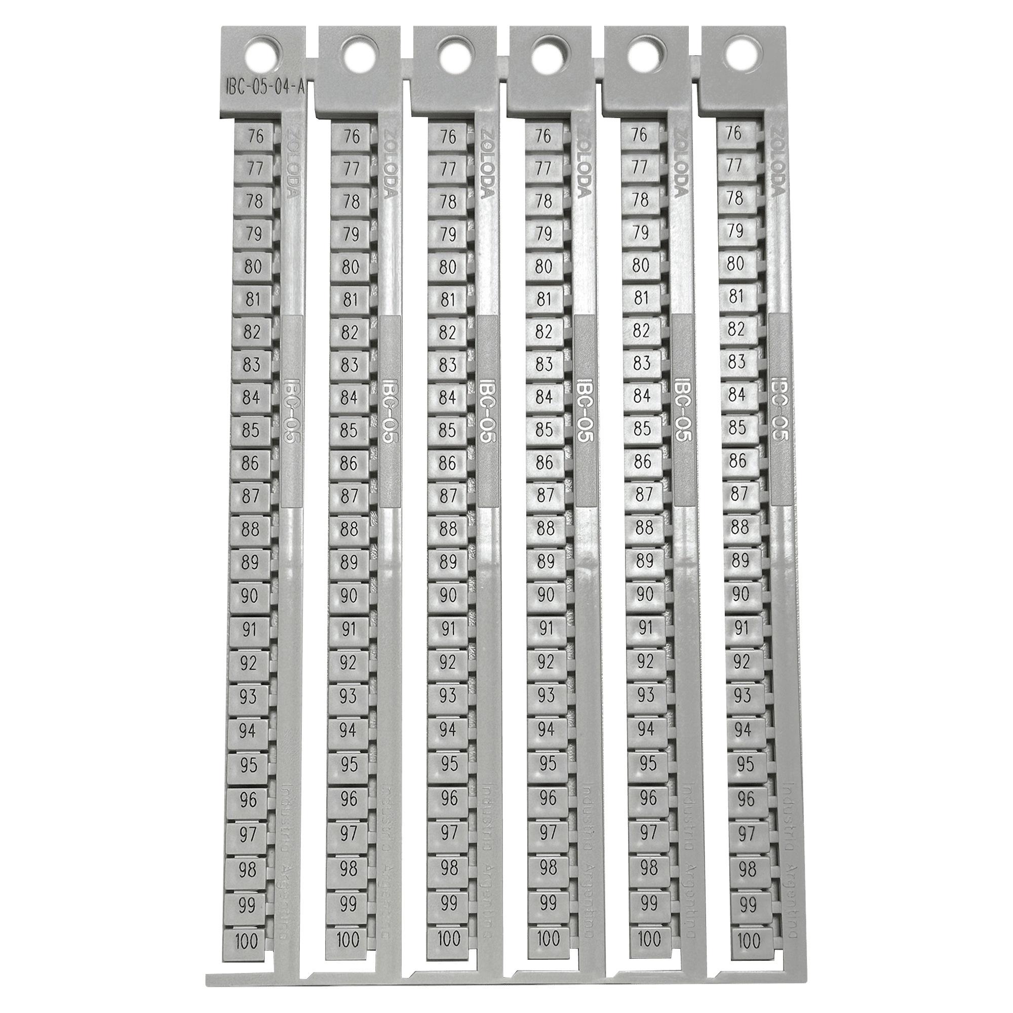 Plancha Números 76-100 P/Borne 5mm Apaisado Blanca Zoloda