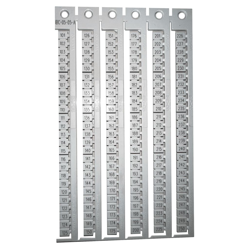 PLANCHA NUMEROS 101-250 ZOLODA P/BORNE 5MM APAIS IBC-05-05-A