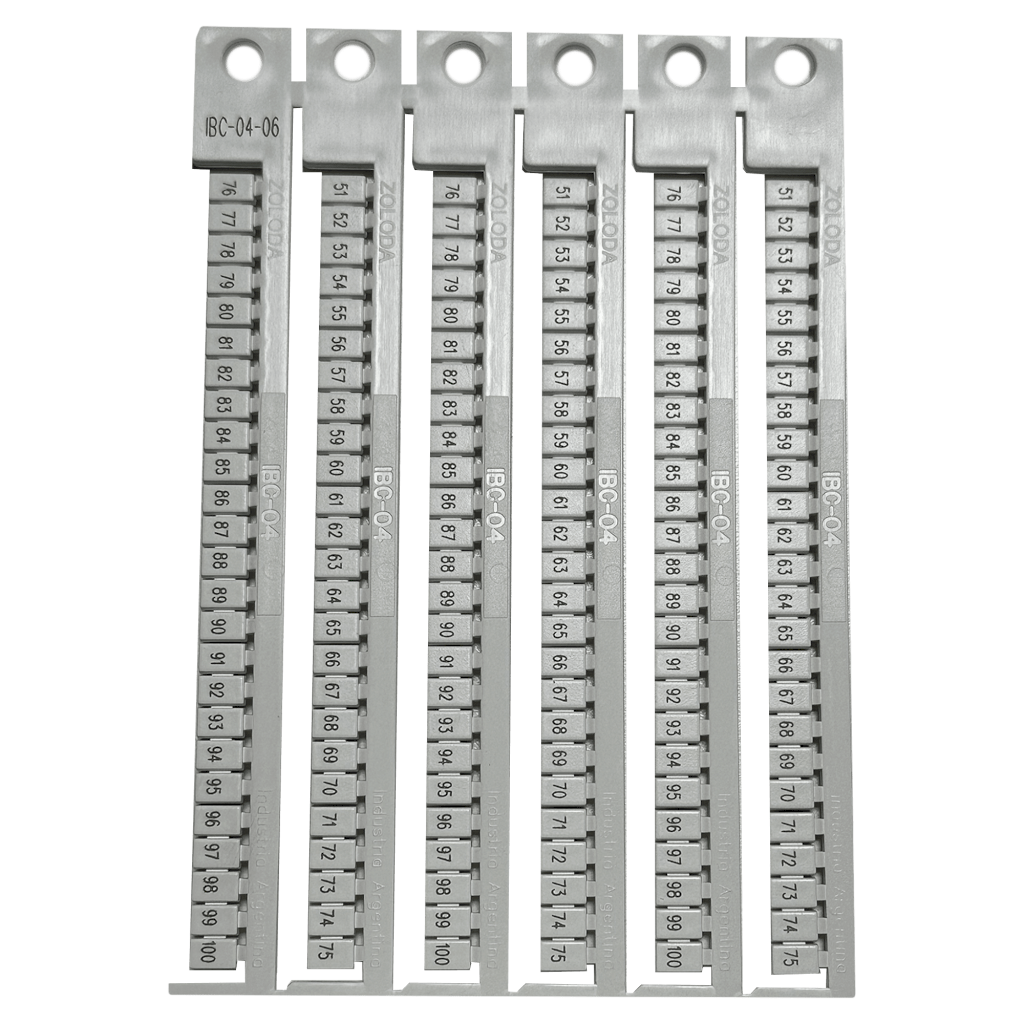 [28130] PLANCHA NUMEROS 51-100 ZOLODA P/BORNE 4MM IBC-04-06