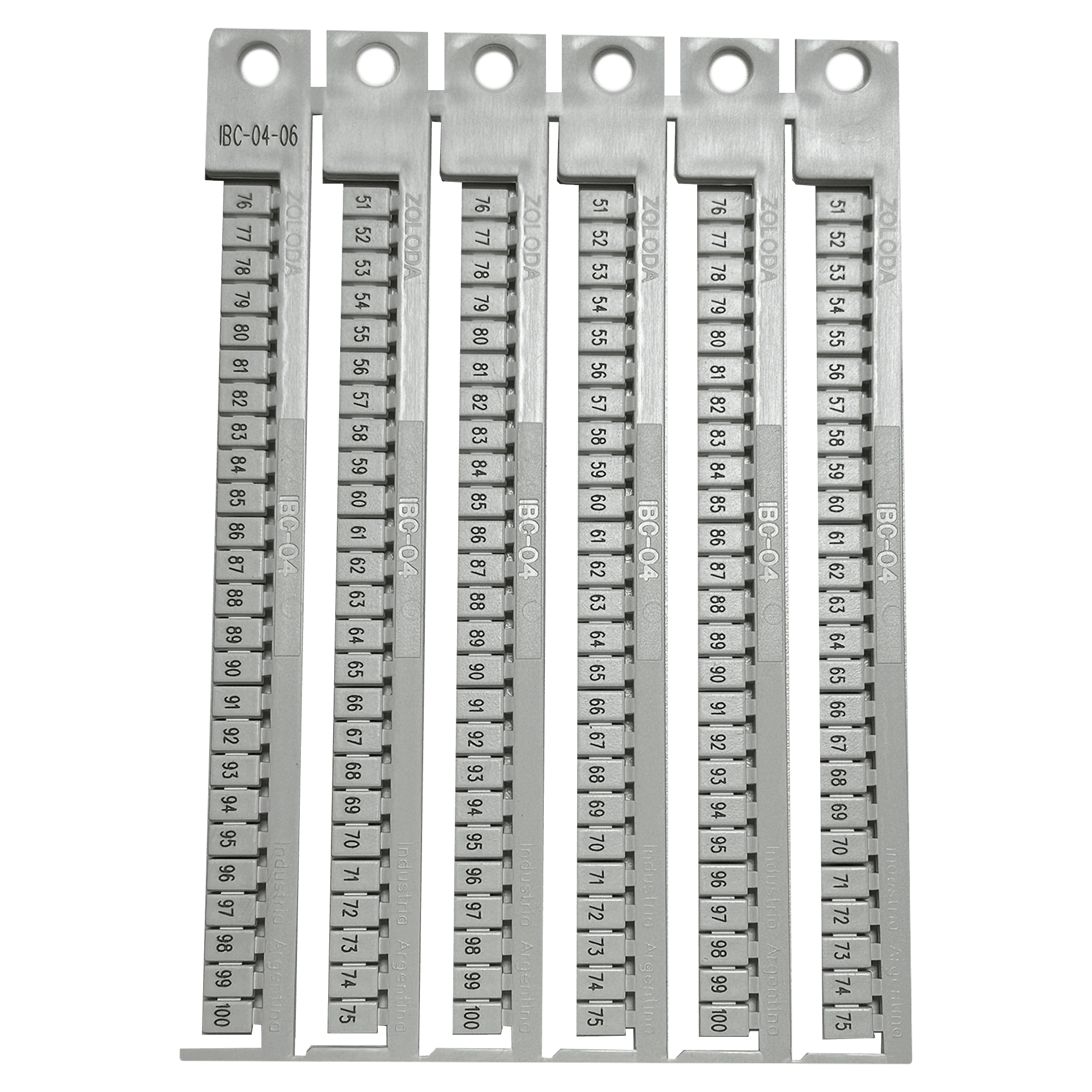 [28130] Plancha Números 51-100 P/Borne 4mm Blanca Zoloda