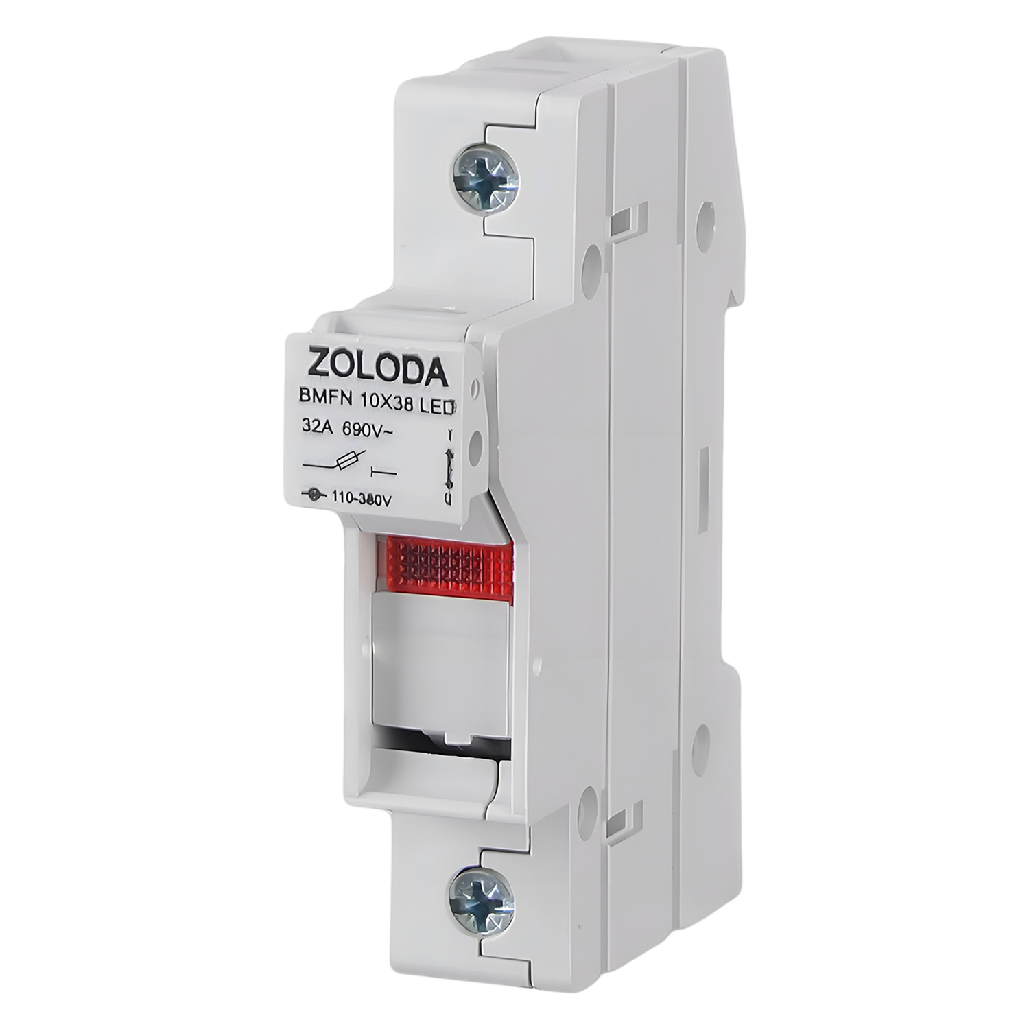 Portafusible Unipolar P/10x38mm Riel C/Led Zoloda