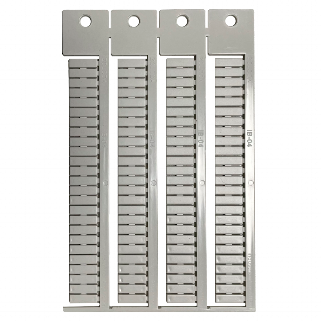 PLANCHA IDENTIF ZOLODA P/ BORNE 4MM BLANCO 100UN 109.400