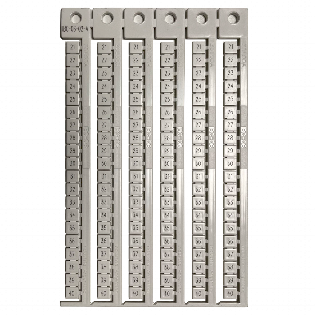 [30756] Plancha Números 21-40 P/Borne 6mm Apaisado Blanca Zoloda