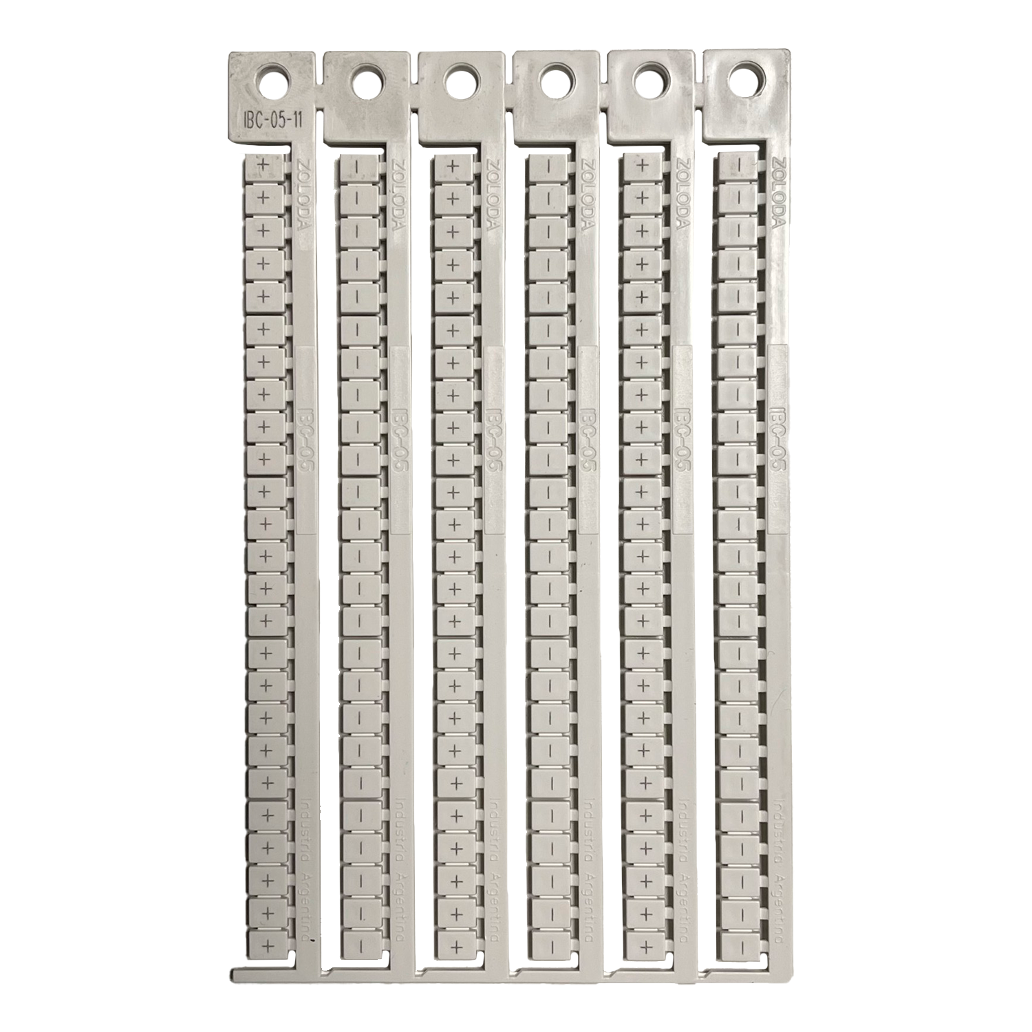 Plancha Símbolos '+' y '-' 75 Juegos P/Borne 5mm Blanca Zoloda