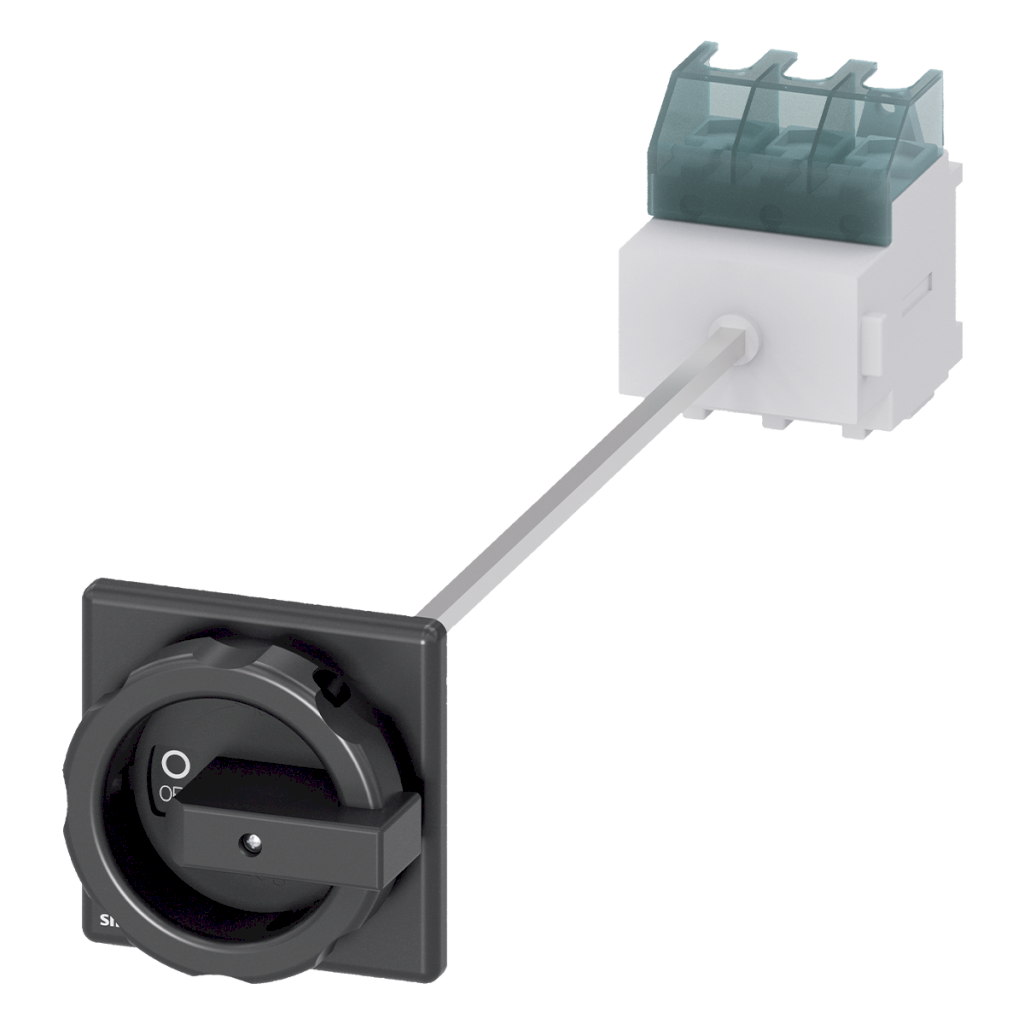 [10424] Interr. Principal 3P 63A 220/380VCA Maneta Giratoria Accionamiento en Puerta Negro Siemens