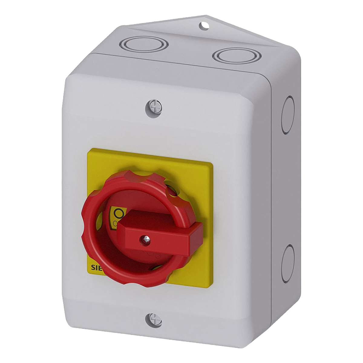 [4210] Interr. Mantenimiento 3P 32A 380VCA Maneta Giratoria En Caja Amarillo/Gris/Rojo Siemens
