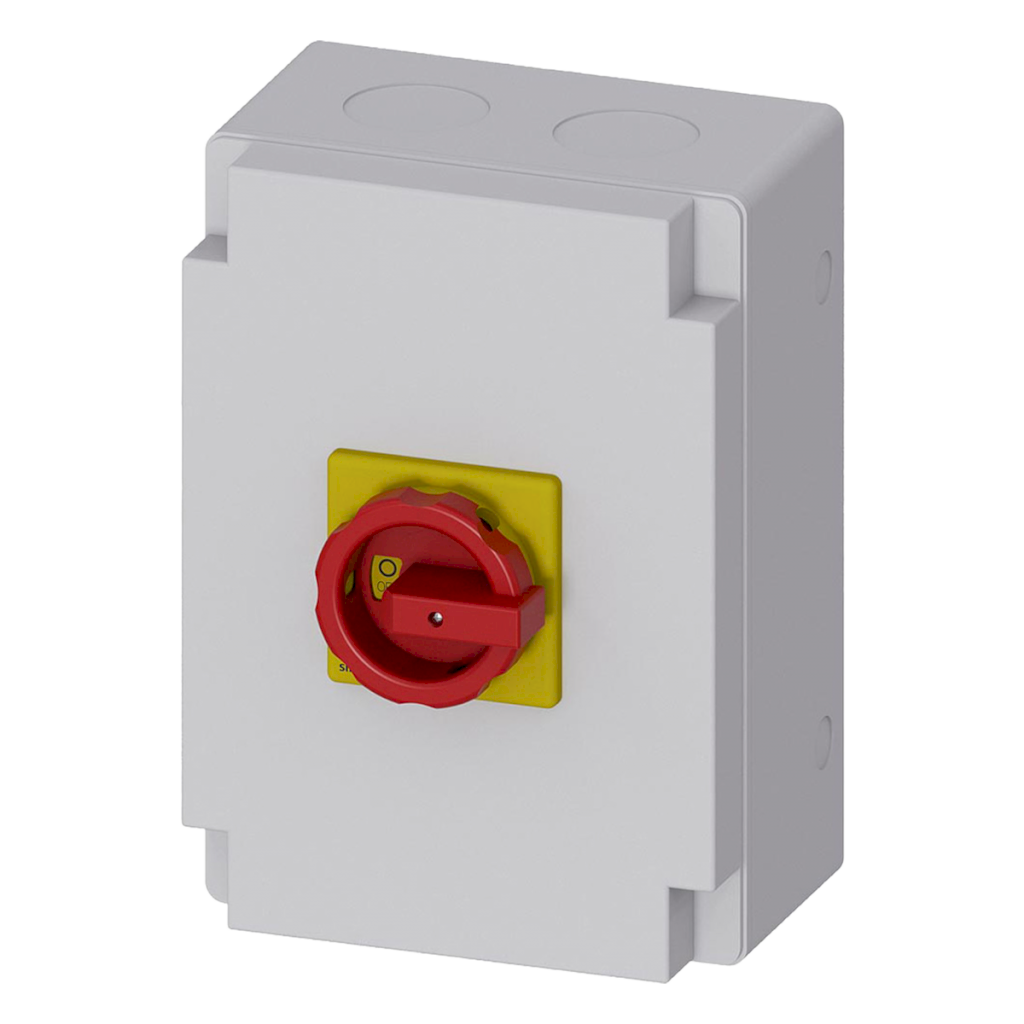 Interr. Mantenimiento 3P 100A 380VCA Maneta Giratoria En Caja Amarillo/Gris/Rojo Siemens