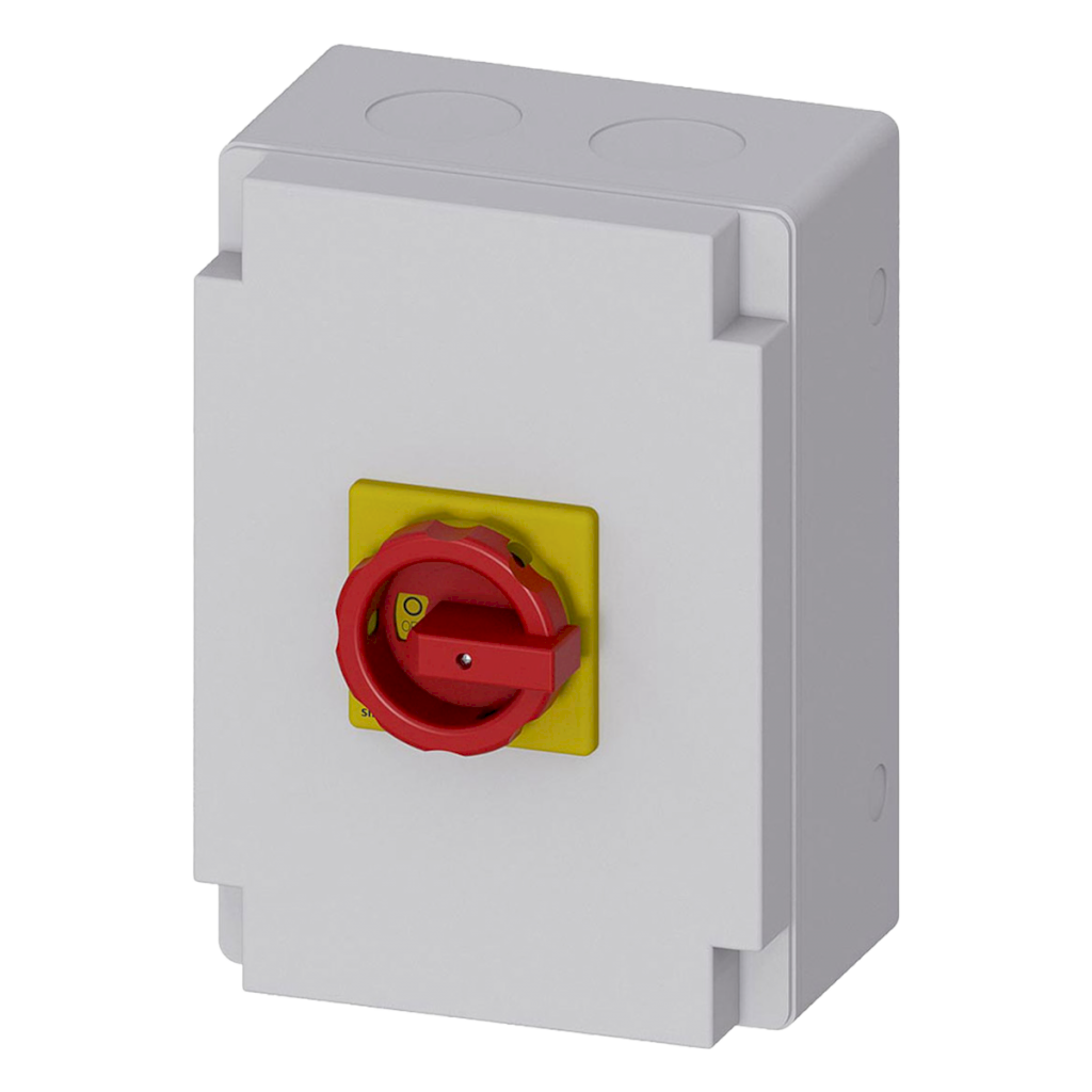 [4262] Interr. Mantenimiento 3P 125A 380VCA Maneta Giratoria En Caja Amarillo/Gris/Rojo Siemens