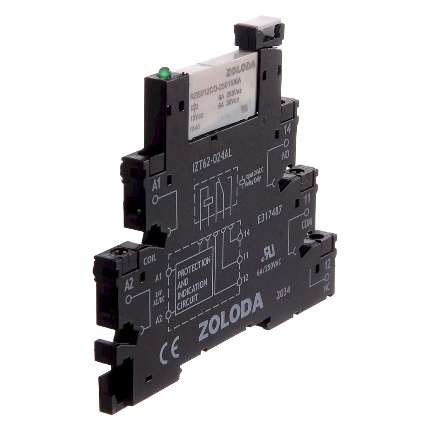 Relé PLC 1 Inversor E:12VCC Tornillo 6,2mm Zoloda