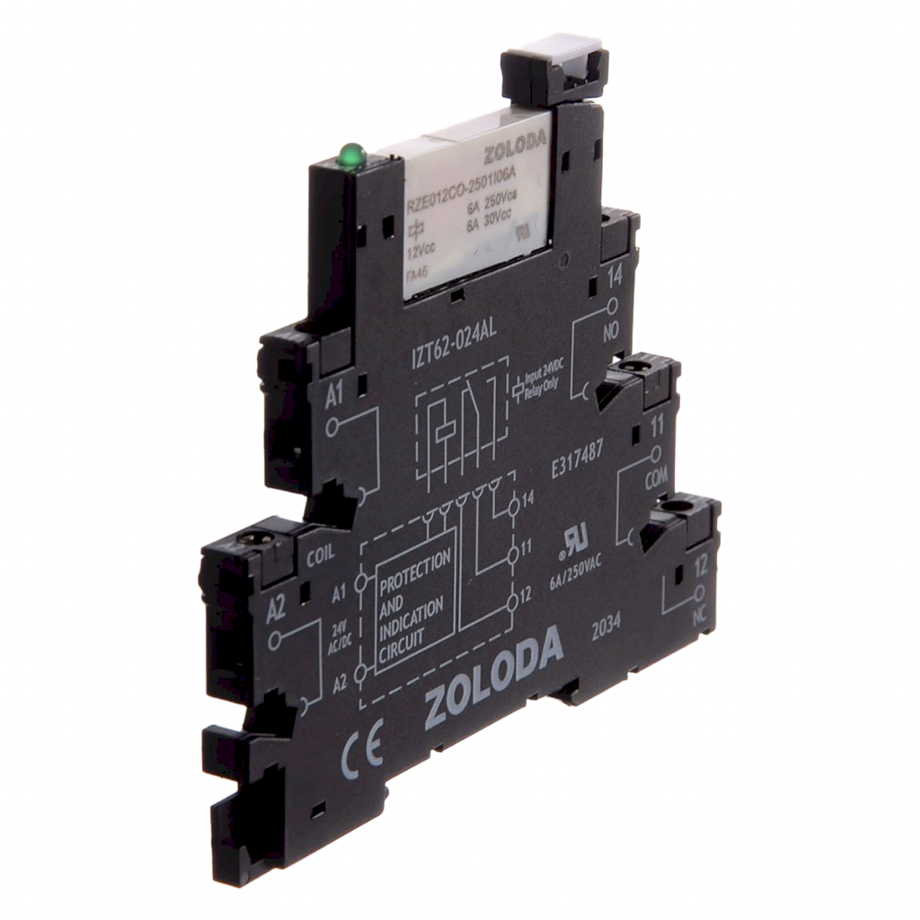 Relé PLC 1 Inversor E:12VCC Tornillo 6,2mm Zoloda