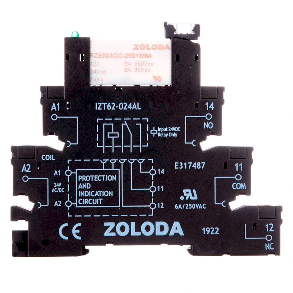 RELE PLC SIMPLE INV 6.2mm TOR. E:24Vca/cc S:250V 6A IZET62-024AL-024CO-2501I06