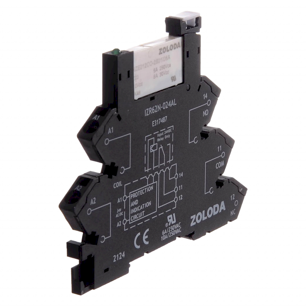 [19152] RELE PLC SIMPLE INV 6.2mm RESORTE E24Vcc/S250V IZER62-024AL-024CO-2501I06