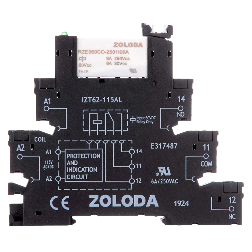 [19570] Relé PLC 1 Inversor E:115VCC/CC S:250V 6A Tornillo 6,2mm Zoloda