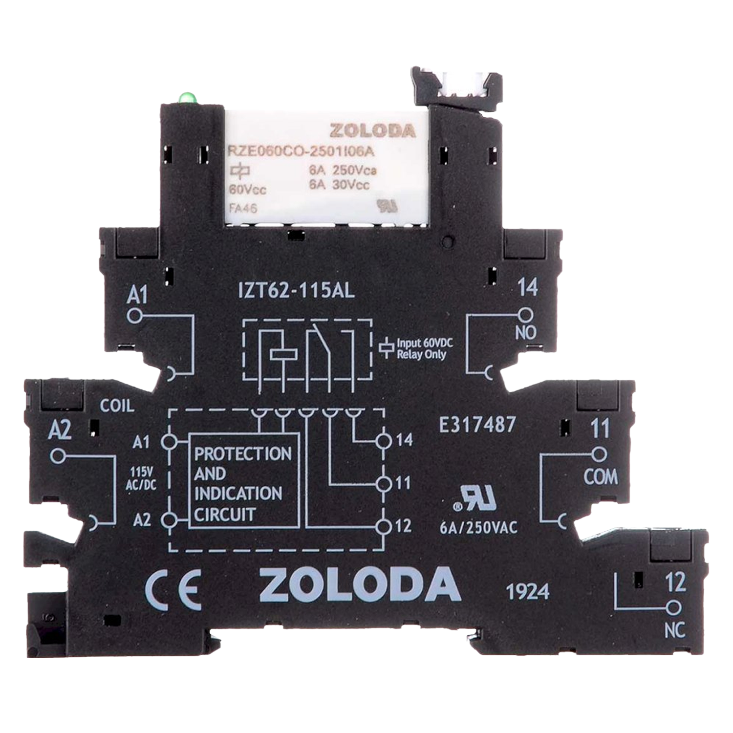 Relé PLC 1 Inversor E:115VCC/CC S:250V 6A Tornillo 6,2mm Zoloda