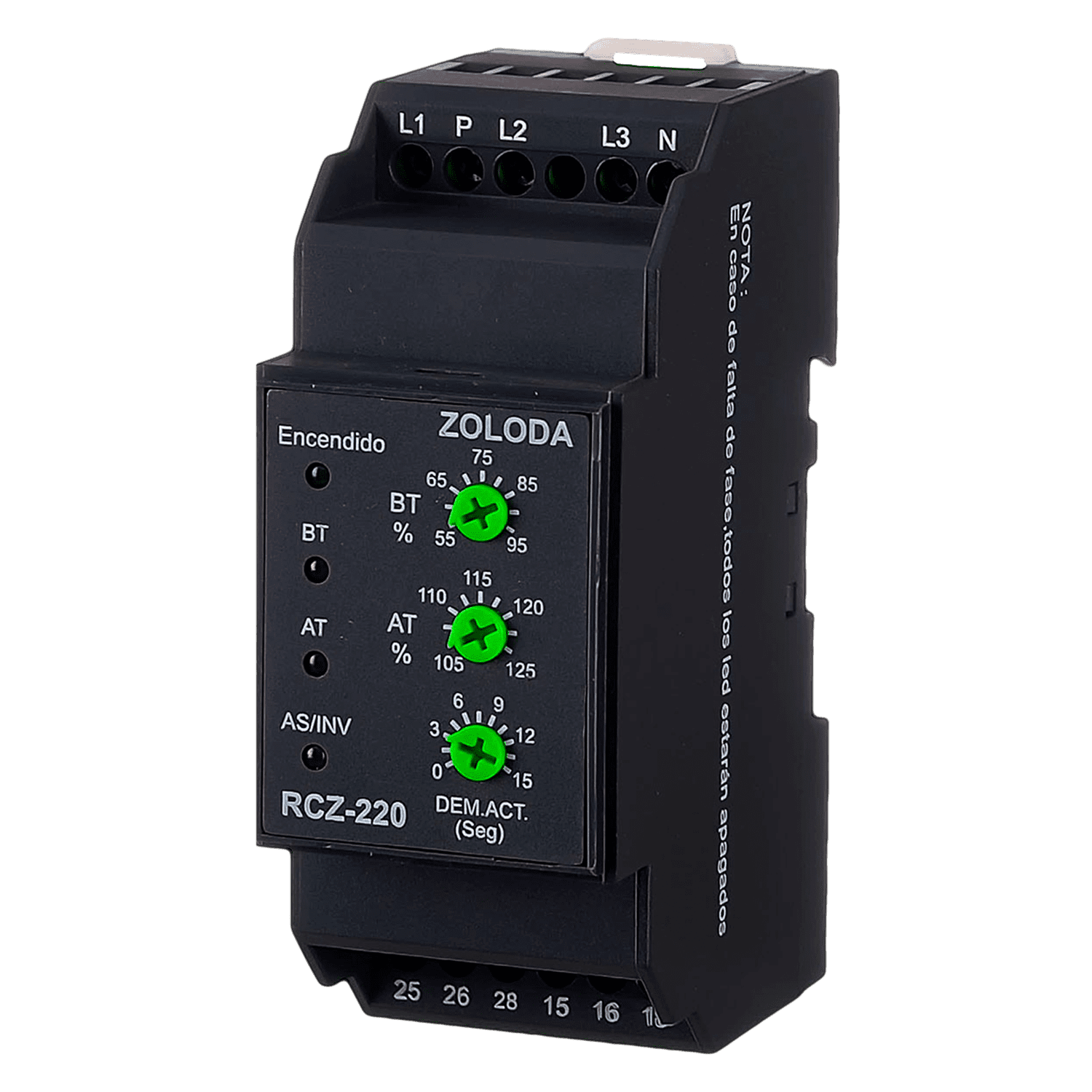 [20112] Monitor de Sub/Sobretension 1/3+N Fases 2CO 121-275VCA Zoloda